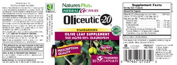 Nature's Plus Herbal Actives Oliceutic-20 - olive leaf supplement