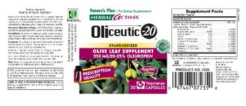 Nature's Plus Herbal Actives Oliceutic-20 - standardized olive leaf supplement