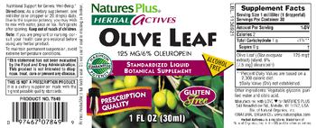 Nature's Plus Herbal Actives Olive Leaf 125 mg - standardized liquid botanical supplement