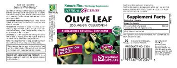 Nature's Plus Herbal Actives Olive Leaf 250 MG/6% Oleuropein - standardized botanical supplement