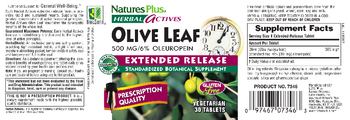 Nature's Plus Herbal Actives Olive Leaf 500mg/6% Oleuropein - standardized botanical supplement