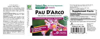 Nature's Plus Herbal Actives Pau D'Arco 100 MG/3% Naphthoquinones - standardized botanical supplement