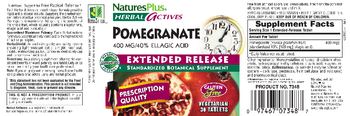 Nature's Plus Herbal Actives Pomegranate 400 mg Extended Release - standardized botanical supplement