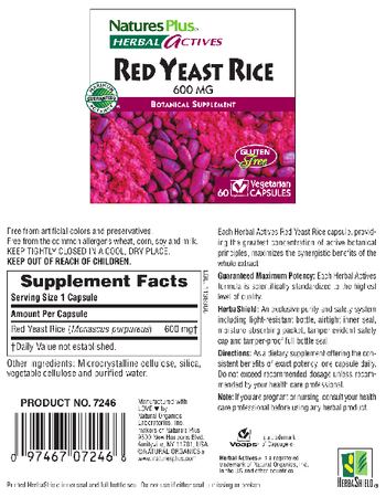 Nature's Plus Herbal Actives Red Yeast Rice 600 mg - botanical supplement