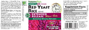 Nature's Plus Herbal Actives Red Yeast Rice 600 mg Extended Release Mini-Tabs - standardized botanical supplement