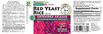 Nature's Plus Herbal Actives Red Yeast Rice 600 mg Extended Release - standardized botanical supplement