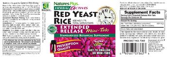 Nature's Plus Herbal Actives Red Yeast Rice 600 mg Mini-Tabs - standardized botanical supplement