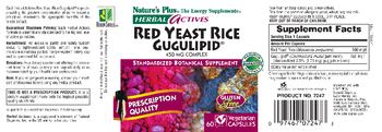 Nature's Plus Herbal Actives Red Yeast Rice Gugulipid 450 mg Complex - standardized botanical supplement