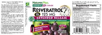 Nature's Plus Herbal Actives Resveratrol 125 mg - standardized botanical supplement