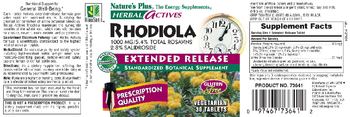 Nature's Plus Herbal Actives Rhodiola 1000 MG/5.4% Total Rosavins 2.8%Salidroside Extended Release - standardized botanical supplement