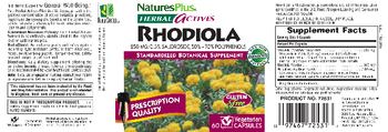 Nature's Plus Herbal Actives Rhodiola 250 mg - standardized botanical supplement
