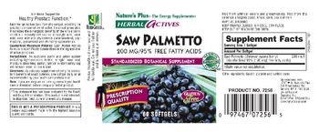 Nature's Plus Herbal Actives Saw Palmetto 200 mg/95 % Free Fatty Acids - standardized botanical supplement
