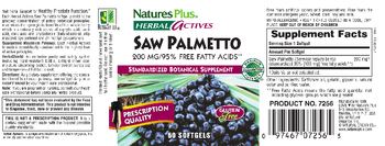 Nature's Plus Herbal Actives Saw Palmetto 200 mg/95 % Free Fatty Acids - standardized botanical supplement