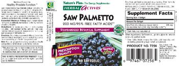 Nature's Plus Herbal Actives Saw Palmetto 200 MG/95% Free Fatty Acids - standardized botanical supplement