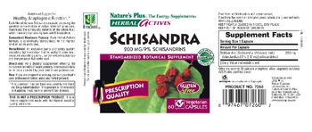 Nature's Plus Herbal Actives Schisandra 200 MG/9% Schisandrins - standardized botanical supplement