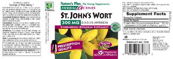 Nature's Plus Herbal Actives St. John's Wort 300 Mg 0.3-0.5% Hypericin - standardized botanical supplement