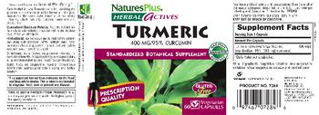 Nature's Plus Herbal Actives Turmeric 400 mg - standardized botanical supplement