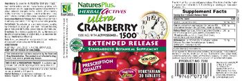 Nature's Plus Herbal Actives Ultra Cranberry 1500 Extended Release - standardized botanical supplement