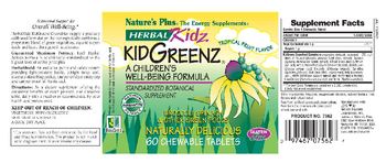 Nature's Plus Herbal Kidz Kidzgreenz Tropical Fruit Flavor - standardized botanical supplement