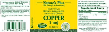 Nature's Plus High Potency Amino Acid Chelate Copper 3 mg - 