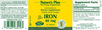 Nature's Plus High Potency Amino Acid Chelate Iron 40 mg - supplement