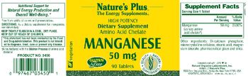 Nature's Plus High Potency Amino Acid Chelate Manganese 50 mg - supplement