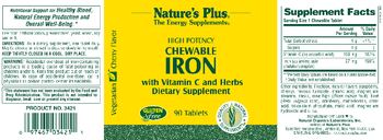 Nature's Plus High Potency Chewable Iron Cherry Flavor - supplement