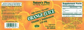 Nature's Plus High Potency Chewable Orange Juice 250 mg - vitamin c supplement