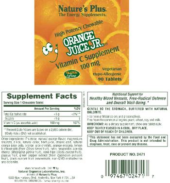 Nature's Plus High Potency Chewable Orange Juice Jr. 100 mg - vitamin c supplement