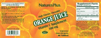 Nature's Plus High Potency Chewable Orange Juice Vitamin C Supplement 500 mg - supplement