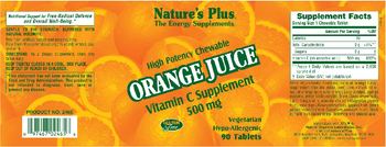 Nature's Plus High Potency Chewable Orange Juice Vitamin C Supplement 500 mg - vitamin c supplement