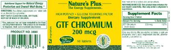 Nature's Plus High Potency Glucose Tolerance Factor GTF Chromium 200 mcg - supplement
