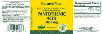 Nature's Plus High Potency Pantothenic Acid 1000 mg - supplement