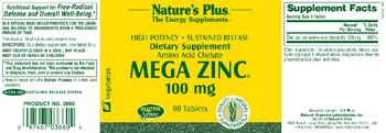 Nature's Plus High Potency Sustained Release Amino Acid Chelate Mega Zinc 100 mg - supplement