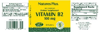 Nature's Plus High Potency Vitamin B2 100 mg - supplement