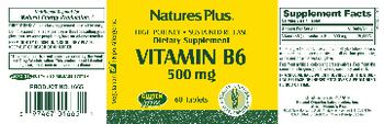 Nature's Plus High Potency Vitamin B6 500 mg - supplement