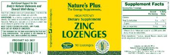 Nature's Plus High Potency Zinc Lozenges - supplement