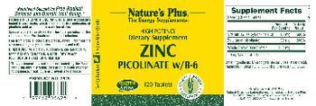 Nature's Plus High Potency Zinc Picolinate w/B-6 - supplement