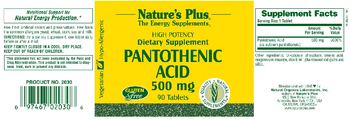 Nature's Plus Hight Potency Pantothenic Acid 500 mg - supplement