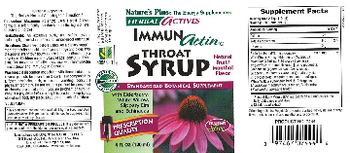Nature's Plus ImmunActin Throat Syrup Natural Fruit/Menthol Flavor - standardized botanical supplement