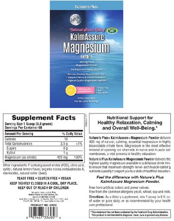 Nature's Plus KalmAssure Magnesium Powder Refreshing Pink Lemonade Flavor - supplement
