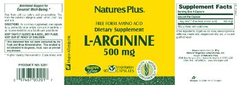Nature's Plus L-Arginine 500 mg - supplement