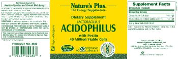 Nature's Plus Lactobacillus Acidophilus With Pectin 40 Million Viable Cells - supplement