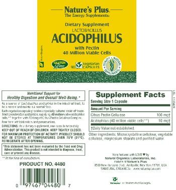 Nature's Plus Lactobacillus Acidophilus With Pectin - supplement