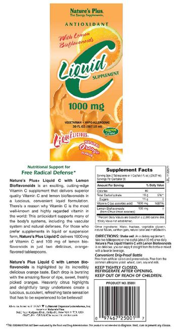 Nature's Plus Liquid C Supplement 1000 mg Natural Orange Flavor - liquid c supplement