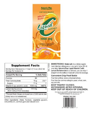 Nature's Plus Liquid C Supplement 1000 mg Natural Orange Flavor - liquid c supplement