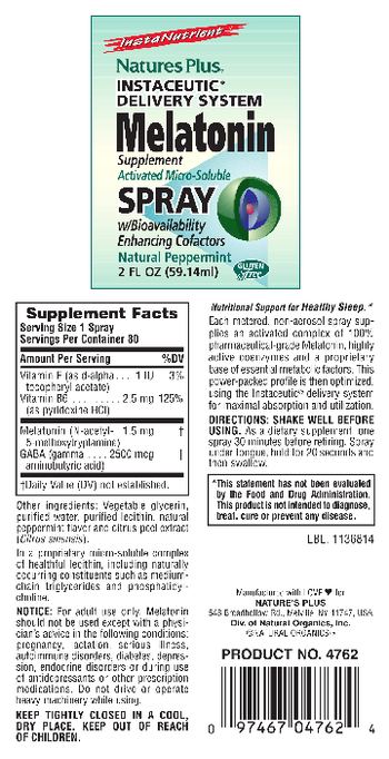 Nature's Plus Melatonin Activated Micro-Soluble Spray W/Bioavailability Enhancing Cofactors Natural Peppermint - melatonin supplement