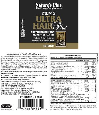 Nature's Plus Men's Ultra Hair Plus - sustained release supplement
