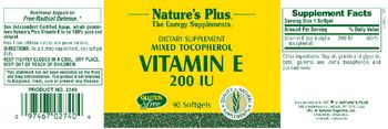 Nature's Plus Mixed Tocopherol Vitamin E 200 IU - supplement