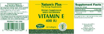 Nature's Plus Mixed Tocopherol Vitamin E 400 IU - supplement